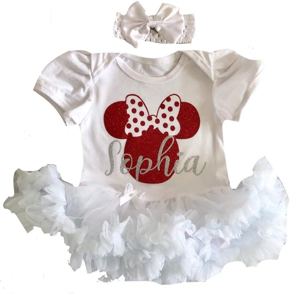 Little Secrets Clothing Baby Girl’s Personalised Disney Minnie Mouse White Tutu Romper with Headband 0-18months Little Secrets Clothing Baby Girl’s Personalised Disney Minnie Mouse White Tutu Romper with Headband 0-18months