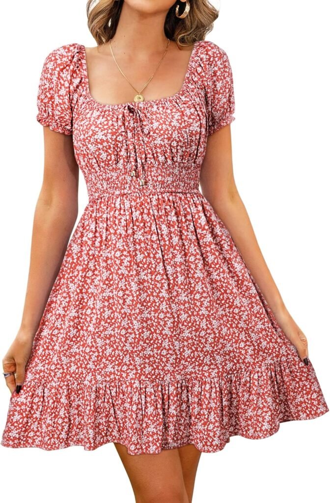 Livonmone Womens Summer Casual Sweetheart Neckline Puff Sleeve Floral Print High Waist Dress Boho Beach Mini Short Dresses Livonmone Womens Summer Casual Sweetheart Neckline Puff Sleeve Floral Print High Waist Dress Boho Beach Mini Short Dresses