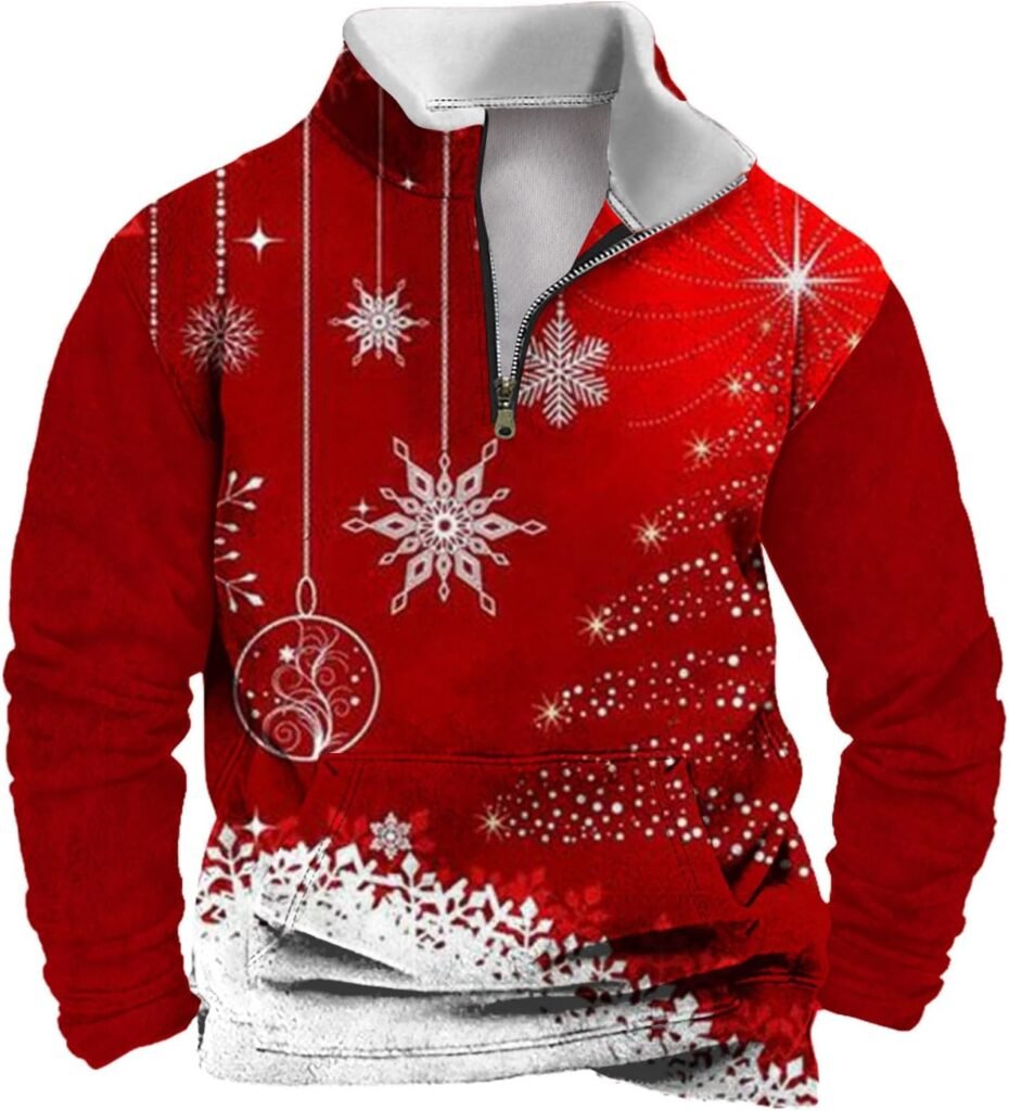 Long Sleeve for Mens Fall Winter Neck Graphic Festival Christmas Outfits Sweatshirt Man 2024 Y2K