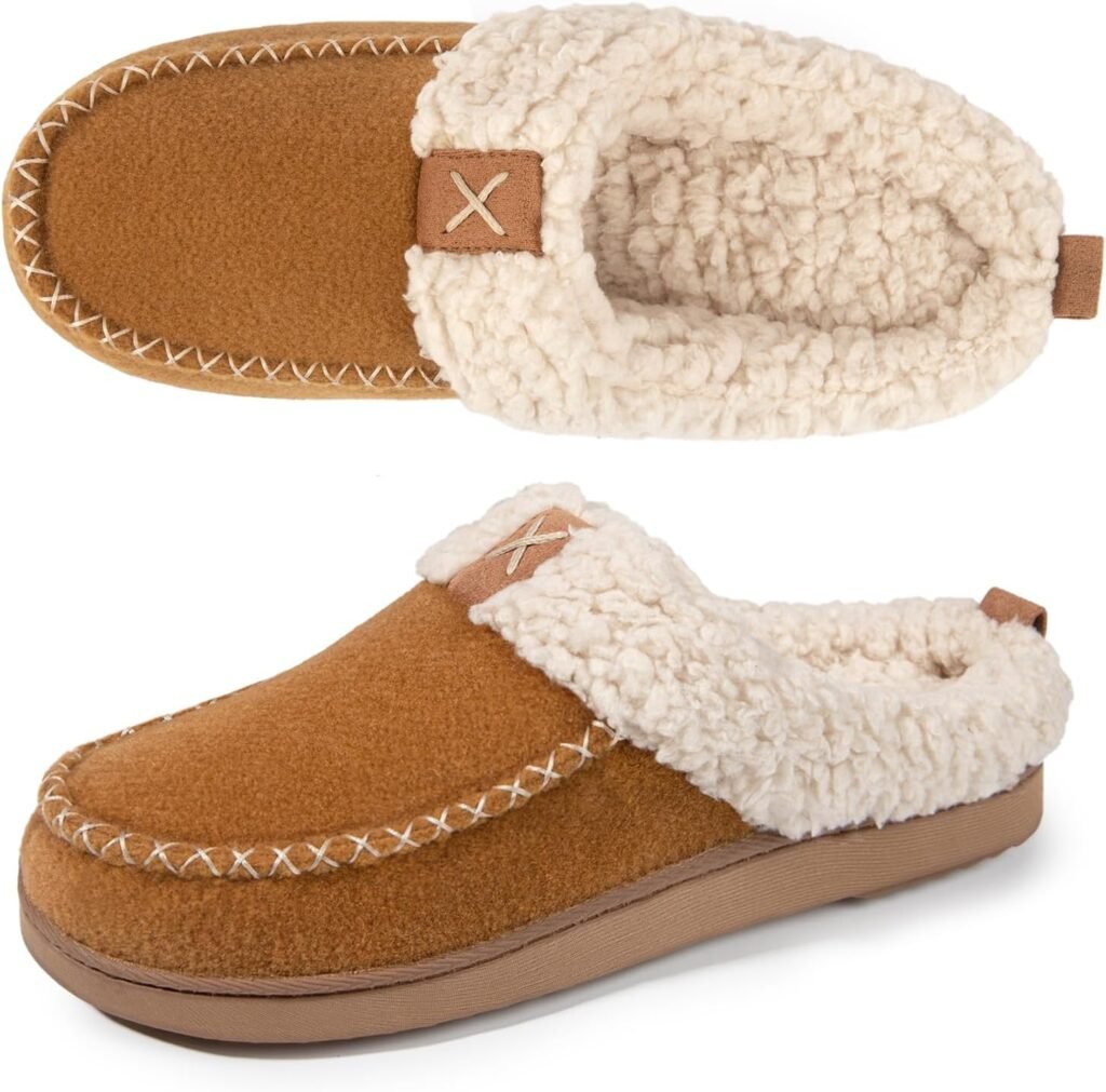 LongBay Women’s Faux Wool Slippers, Sherpa Memory Foam Fluffy Moccasin with Soft Plush Fleece Lining Slip-On for Indoor Outdoor Use LongBay Women’s Faux Wool Slippers, Sherpa Memory Foam Fluffy Moccasin with Soft Plush Fleece Lining Slip-On for Indoor Outdoor Use