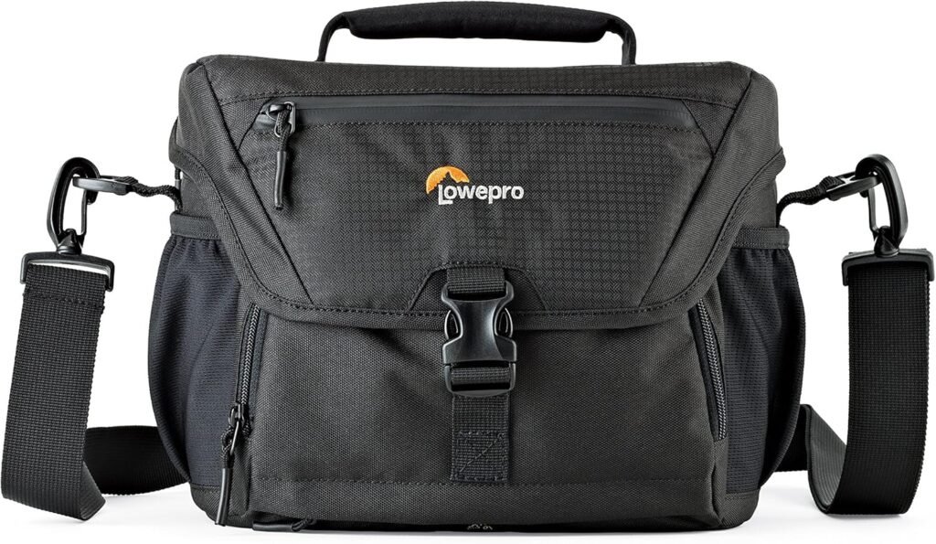 Lowepro LP37123-PWW Nova 180 AW II Camera Bag, Waterproof, Customizable, Fits Pro-depth DSLR with Lens, compact drone, 3-4 Additional Lenses, Flash, Black