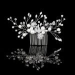 Lusofie Bridal Wedding Hair Combs Rhinestone Pearl Bridal Hair Comb Slides Silver Wedding Hair Accessories for Brides Women and Girls