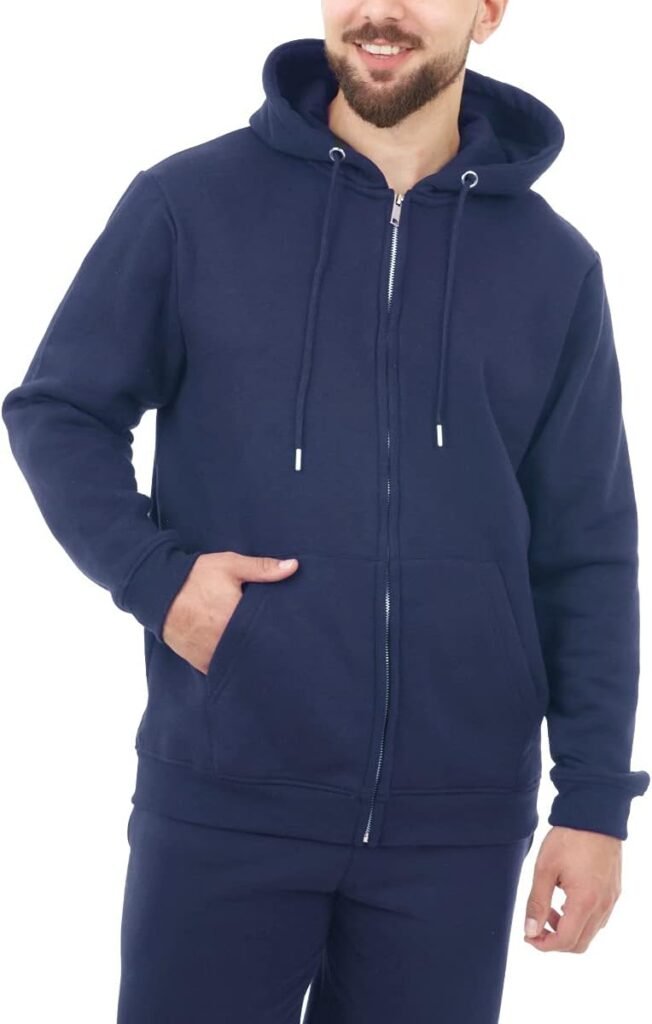 M17 Men’s Recycled Hooded Pullover with Zip Soft Casual Size L, Grey