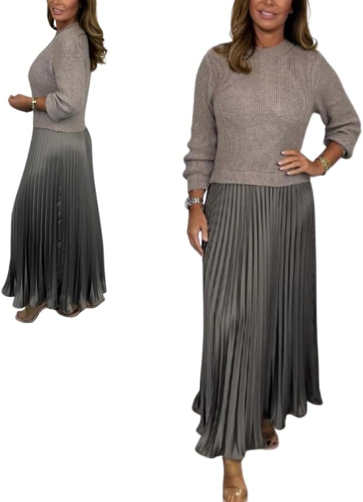 MGYANG Women’s Solid Color Long Sleeve Jumper & Pleated Bottom Dress Fashion Sweatshirt Top and Pleated Bottom Jasperbelly Women’s Dress MGYANG Women’s Solid Color Long Sleeve Jumper & Pleated Bottom Dress Fashion Sweatshirt Top and Pleated Bottom Jasperbelly Women’s Dress