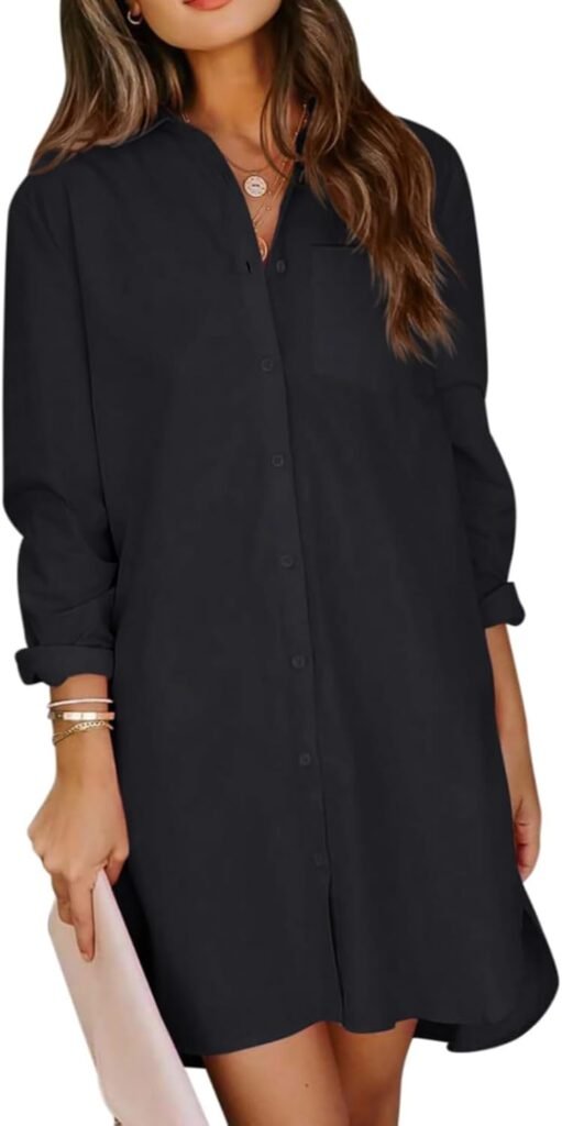 MINTLIMIT Women’s Casual Long Sleeve Button Down Shirt Dress Oversize Swimsuit Cover Up for Women 2024 S-2XL
