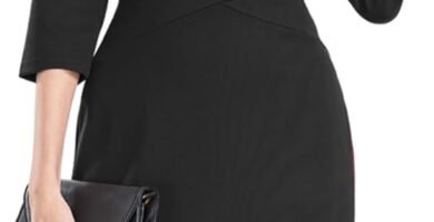 MINTLIMIT Womens Front Zipper Round Neck 3/4 Sleeve Sheath Formal Pencil Cocktail Party Work Dresses