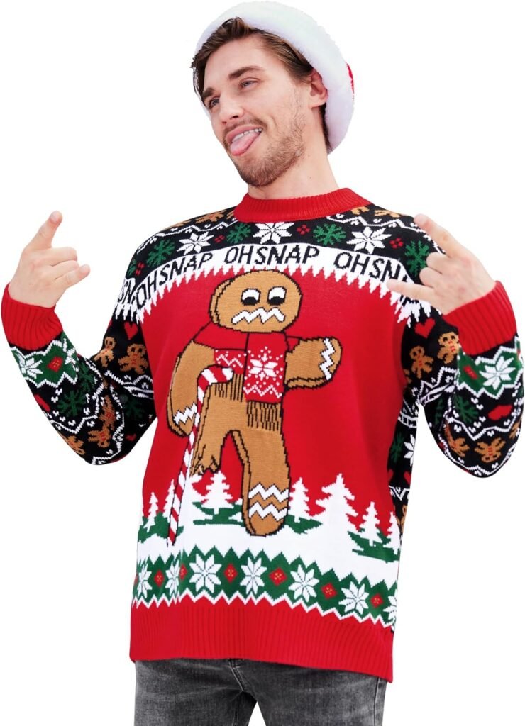 Mainfini Men’s Ugly Christmas Jumper Funny Novelty Naughty Theme Pullovers (S-3XL)