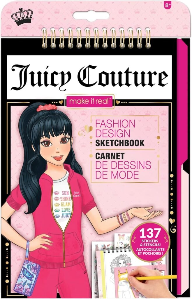 Make It Real Juicy Couture Fashion Design Sketchbook with Stencils and Stickers for Creativity – Kids Arts and Crafts Fashion Designer Kit – Girls Gifts Make It Real Juicy Couture Fashion Design Sketchbook with Stencils and Stickers for Creativity – Kids Arts and Crafts Fashion Designer Kit – Girls Gifts