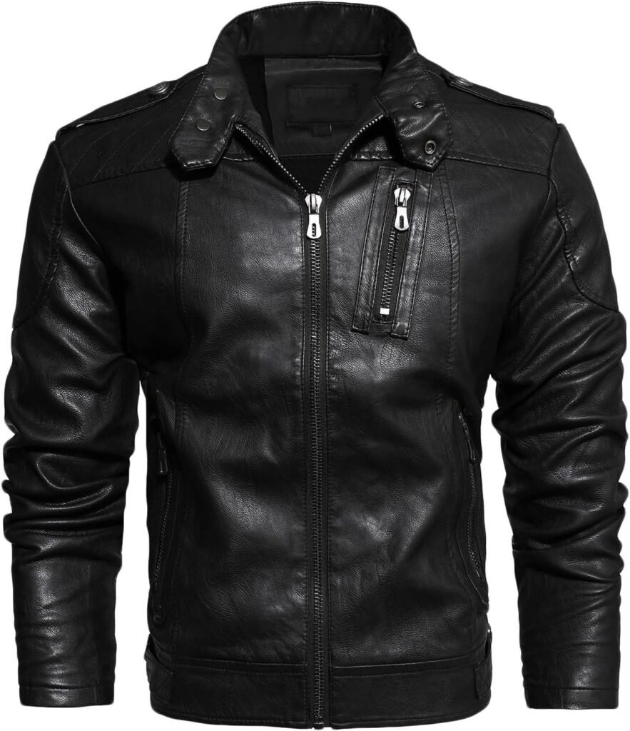 Man Outfit Neck Faux Leather Jacket Coats for Mens Long Sleeve Victorian Thermal Fuzzy Winter Fall Outfit 2024