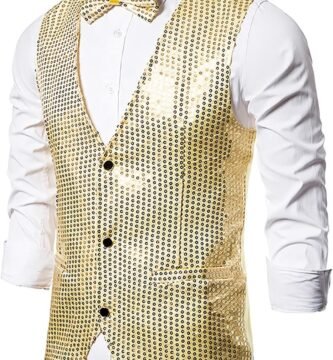 Man Work Vest Jackets Blazer Outfits for Mens Vneck Sequin Sparkle Cami Tank Glitter Winter Fall 2024 Trendy