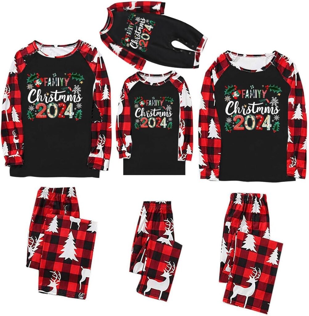 Matching Christmas Pyjamas 2024 Family PJs Set Causal Christmas Graphic 2 Piece Outfits Xmas Sleepwear Nightwear for Women Men Kids Soft Clothes Matching Christmas Pyjamas 2024 Family PJs Set Causal Christmas Graphic 2 Piece Outfits Xmas Sleepwear Nightwear for Women Men Kids Soft Clothes