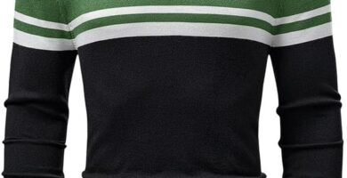 Meilicloth Mens Jumper Casual Sweater Long Sleeves Pullover Lightweight Stripes T Shirt Casual Sweatshirt Tops