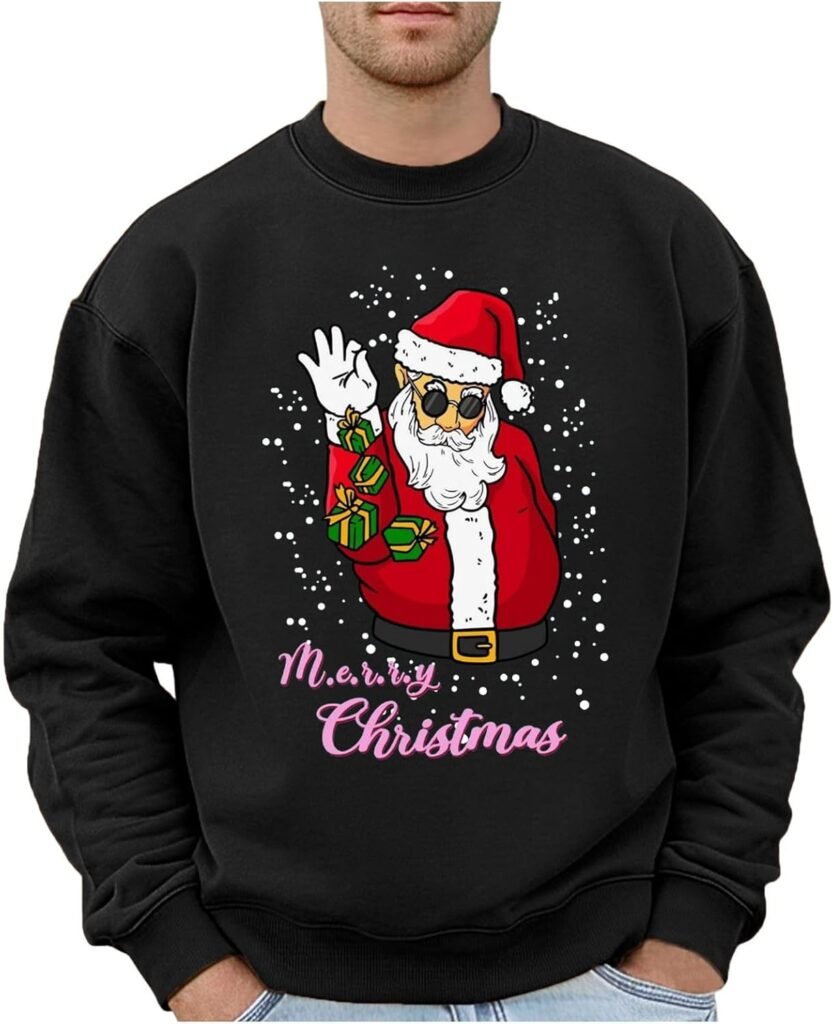 Men’S Christmas Suit Christmas Outfits Hoodie 2024 Fall And Winter Men’s Christmas Old Man Printed Loose Casual Hoodless Sweatshirt Men’S Christmas Hoodies