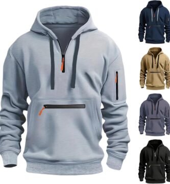 Mens 1/4 Zip Pullover Hoodie Zip Up Pocket Drawstring Tracksuit Tops Cuff Overhead Hooded Slim Fit Casual Gym Skiing Sports Warm Hoody Sweatshirts