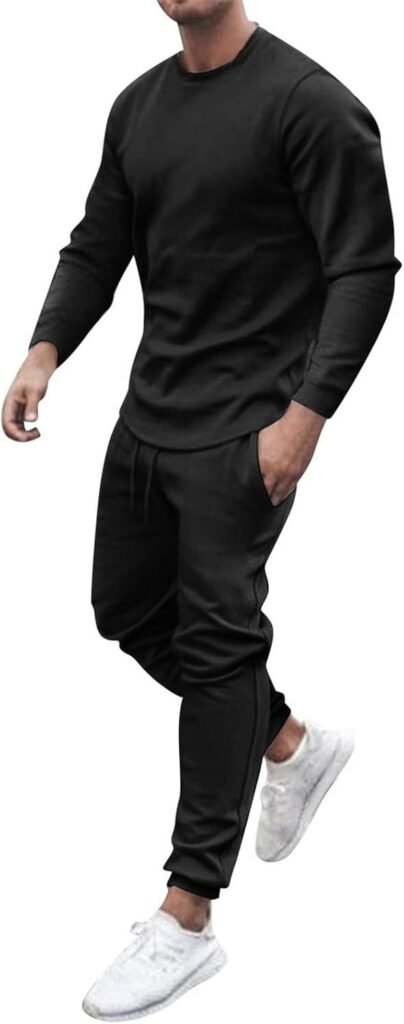 Mens Casual Tracksuits 2 Piece Outfits Long Sleeve T Shirts and Pants Sports Sets Fall Winter Slim Fit Stylish Sweatsuits