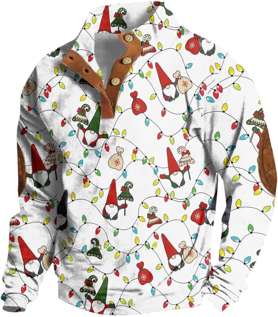 Mens Christmas Jumper Warm Funny Long Sleeve Fall Xmas Outfits Loose 3D Printed Winter Pullover Santa Sweaters Novelty Casual Stand Collar Hoodie Outdoor Button Down Clothes Mens Christmas Jumper Warm Funny Long Sleeve Fall Xmas Outfits Loose 3D Printed Winter Pullover Santa Sweaters Novelty Casual Stand Collar Hoodie Outdoor Button Down Clothes