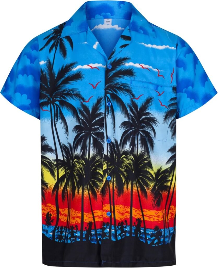 Mens Hawaiian Shirt Short Sleeve Summer Hawaiian Shirts – Mens Casual Shirts Aloha Shirt – Mens Shirts Hawaiian Fancy Dress Summer Shirts Beach Party Fancy Dress Stag Do Shirts – Mens Hawaiian Shirts