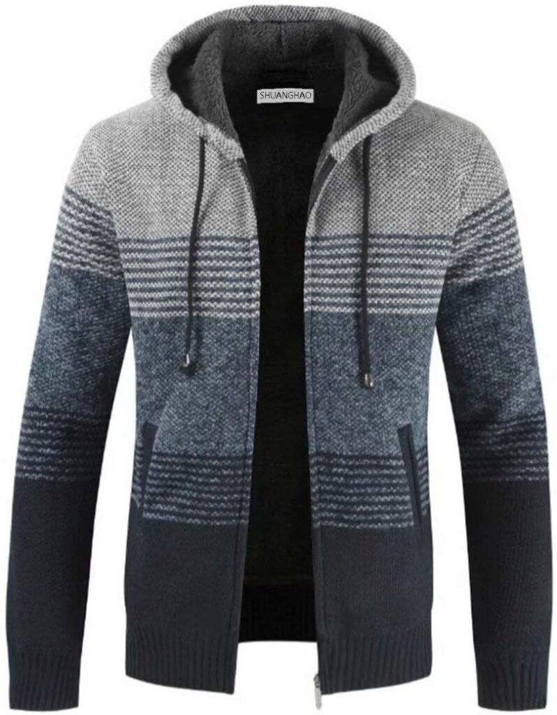 Men’s Hoodie Knit Knitwear Sweatshirt Sweater Jacket Coat Mens Autumn Winter Fleece Thick Warm Hoodie Cardigan Sweater Knitwear Classic Long Sleeve Sweater Knitwear Knit Men