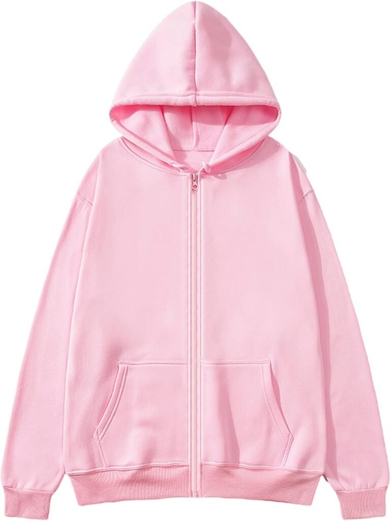 Mens Hoodies Zip up Clearance Plain Long Sleeves Casual Loose Sweatshirt with Pockets Basic Comfy Soft Hood Jacket Mens Fall Outfits