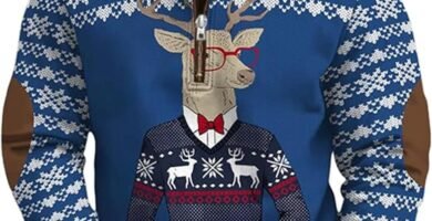 Mens Sweatshirt Sweater Pullover Top Blouse Christmas Fall and Winter Men’s 3D Printed Half Zip Sweatshirt Stin Sweater