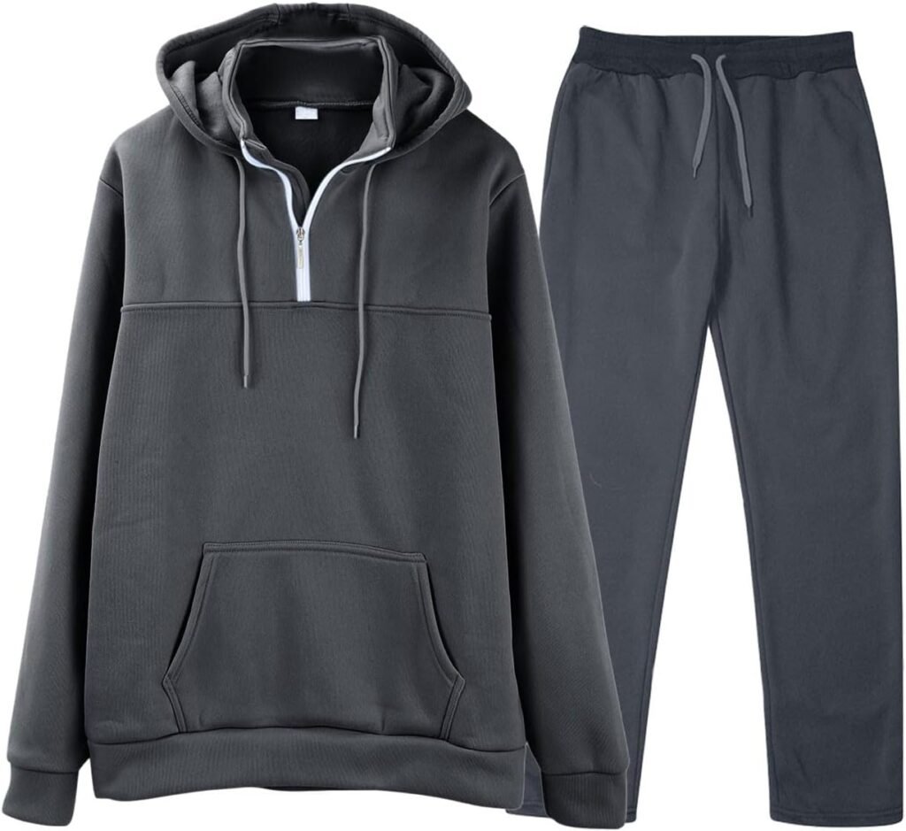 Men’s Sweatsuits Set, Quarter Zip Pullover Men Hoodie, Mens Sweatshirt Zip Up, Men’s Tracksuits 2 Piece Outfit