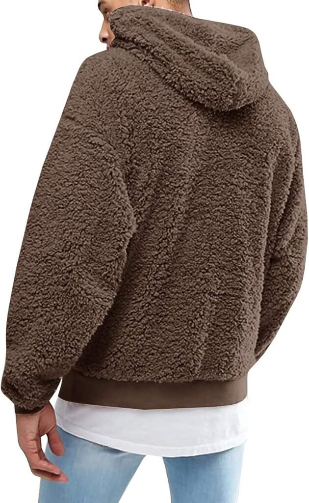 Mens Thermal Fuzzy Hooded Hoods Outfits Sweatshirts for Man Long Sleeve Sweater Fleece Lined Wool Hoods 2024