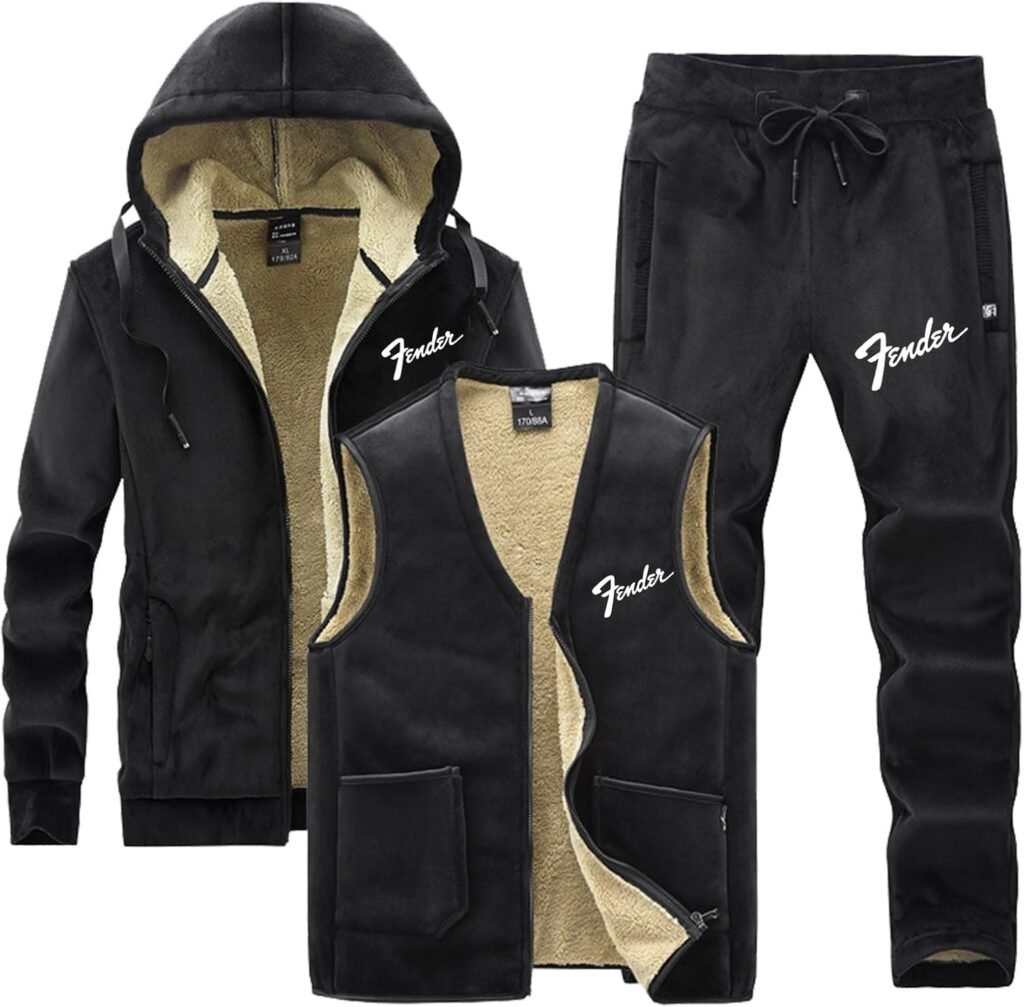 Mens Tracksuit Set Fen-d.er 3 Pcs, Outfits Fall Sweatshirt, Trackuit Full Set for Peripatetic Gym, Hoodie(Black2,3XL)