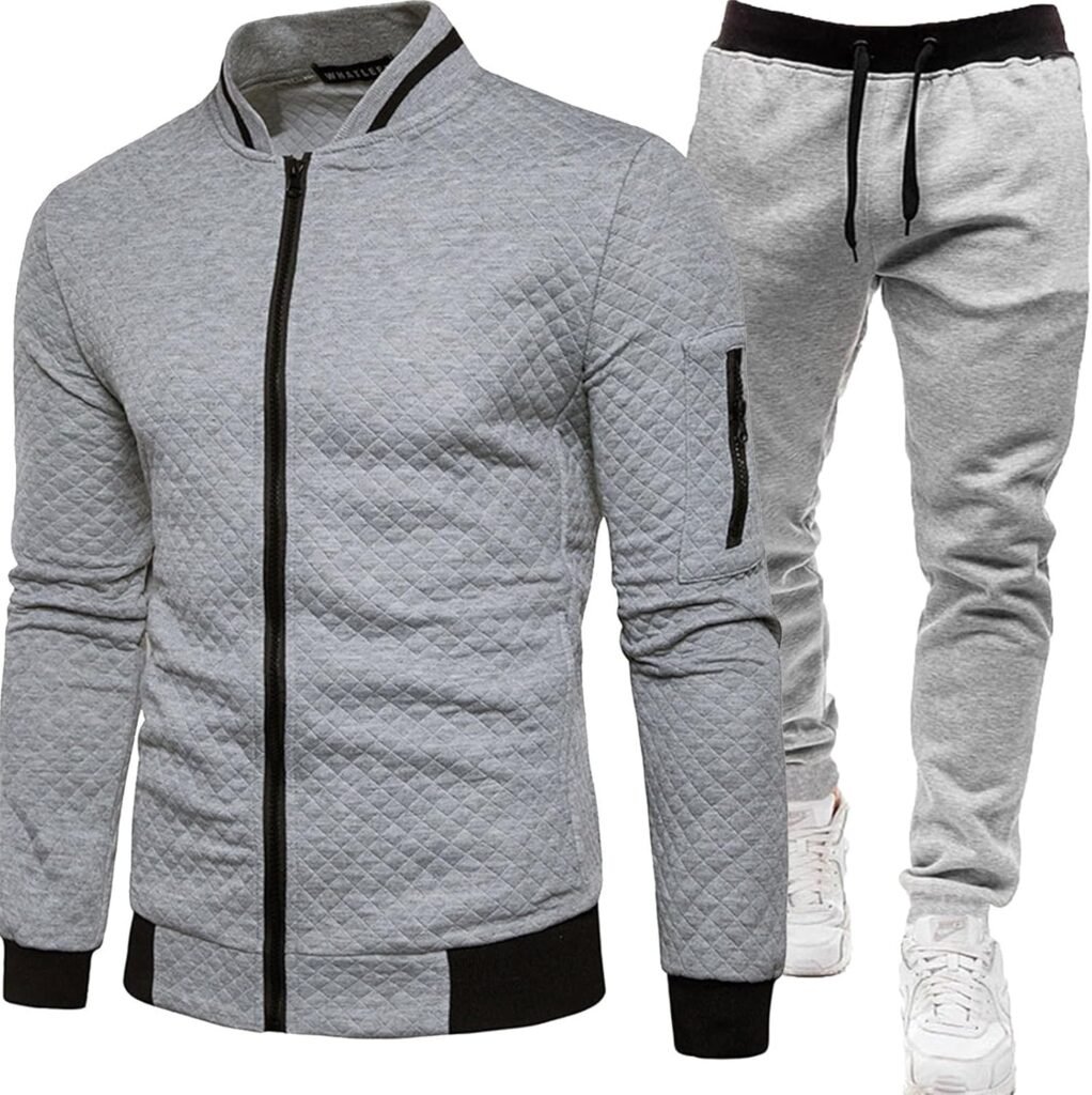 Mens Winter Suit Cardigan 2024 Warm Suits Outfits Men’s Fall and Winter Casual Color Matching Sweatshirt Hoodie Corset Sweatpants Mens Suit Xmas Gifts