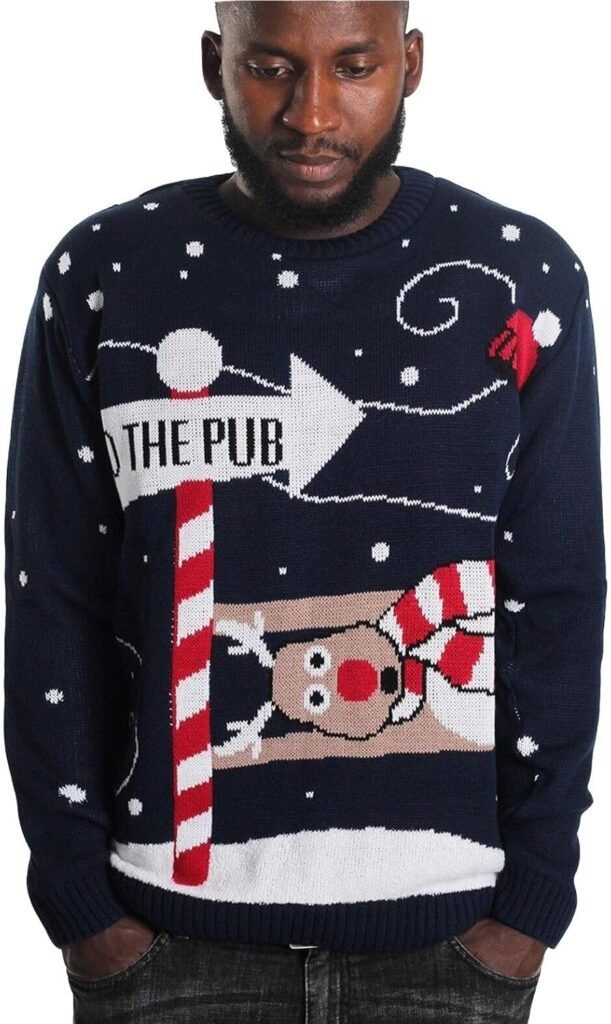 Men’s to The Pub Reindeer Novelty Unisex Xmas Christmas Jumper Sweater Men’s to The Pub Reindeer Novelty Unisex Xmas Christmas Jumper Sweater