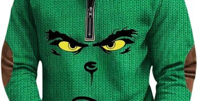 Mens 𝑮𝒓𝒊𝒏-𝒄𝒉 Christmas Sweatshirts 2024 Funny Quarter Zip Jumpers Ugly Long Sleeve Stand Collar Plus Size Pullover Tops S-4X