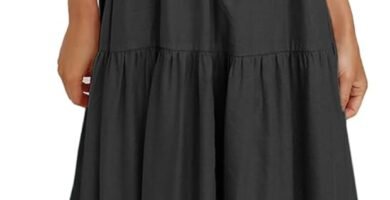 MessBebe Women’s 2024 Summer Maxi Dress Puffy Sleeve V Neck Boho Party Beach Tiered Ruffle Flowy Long Smocked Dresses