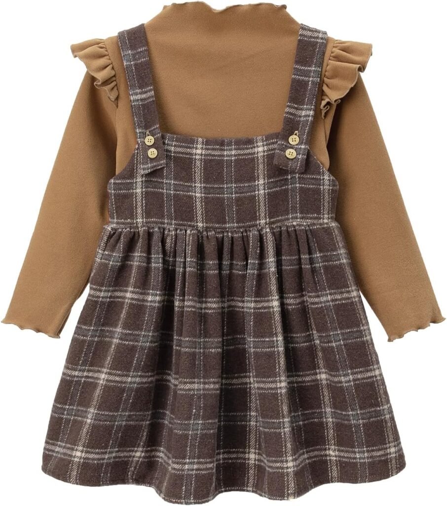 Miipat Baby Girls Clothes Set Toddler Long Sleeve Top Strap Overall Dress Girl Fall 2Pcs Suspender Skirt Outfits