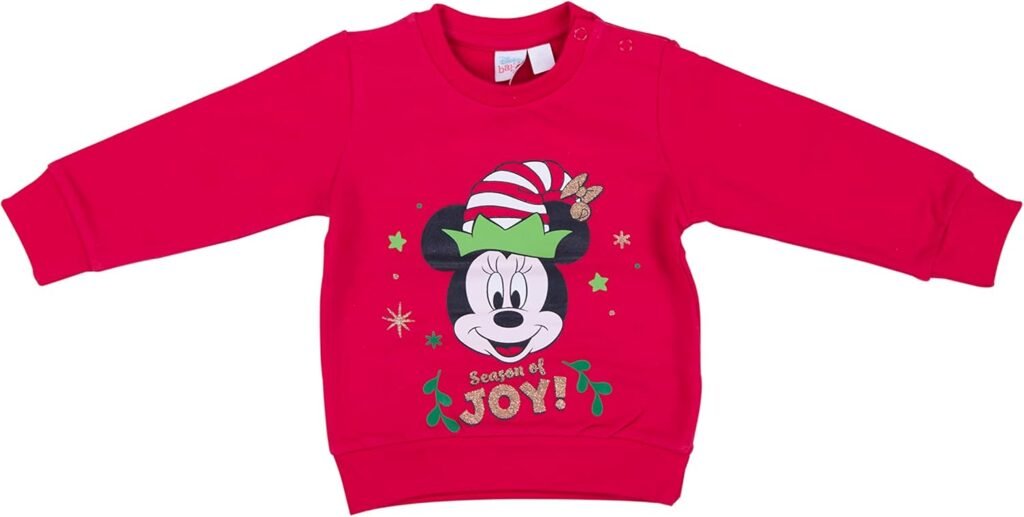 Minnie Sweatshirt Mickey Mouse Red Newborn Disney Baby Party Warm Sweater Cotton Plush Christmas Baby Girl Gift Clothing Round Neck Cuffs Long Sleeve Outwear