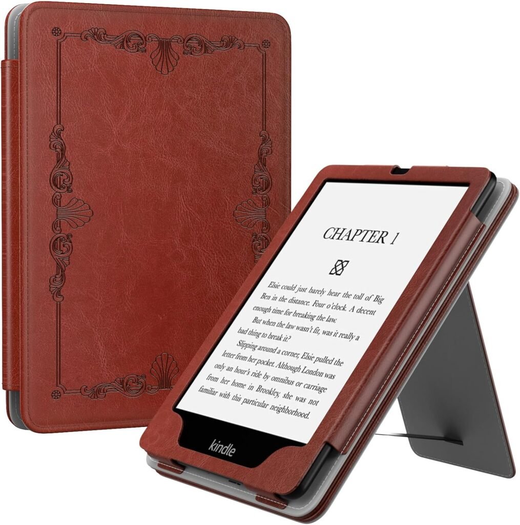 MoKo Case for 7″/6.8″ Kindle Paperwhite(12th/11th Generation-2024/2021)and Kindle Colorsoft Signature Edition,Slim PU Shell Cover Case with Auto-Wake/Sleep for Kindle Paperwhite 2024 E-Reader, Vintage