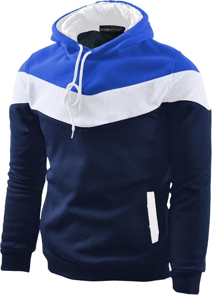 Mooncolour Mens Novelty Color Block Hoodies Cozy Sport Outwear