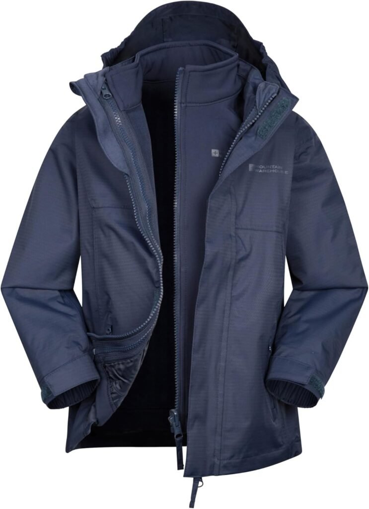 Mountain Warehouse Bracken Extreme Kids 3 in 1 Jackets – Waterproof Boys & Girls Rain Jacket, Breathable, Taped Seams, Mesh Lined Kids Coat – For Travelling