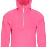 Mountain Warehouse Camber Kids Microfleece Hoodie – Breathable, Lightweight, Anti-Pill & Quick Dry Microfleece Pullover for Boys & Girls – For Spring Summer & Walking Bright Pink