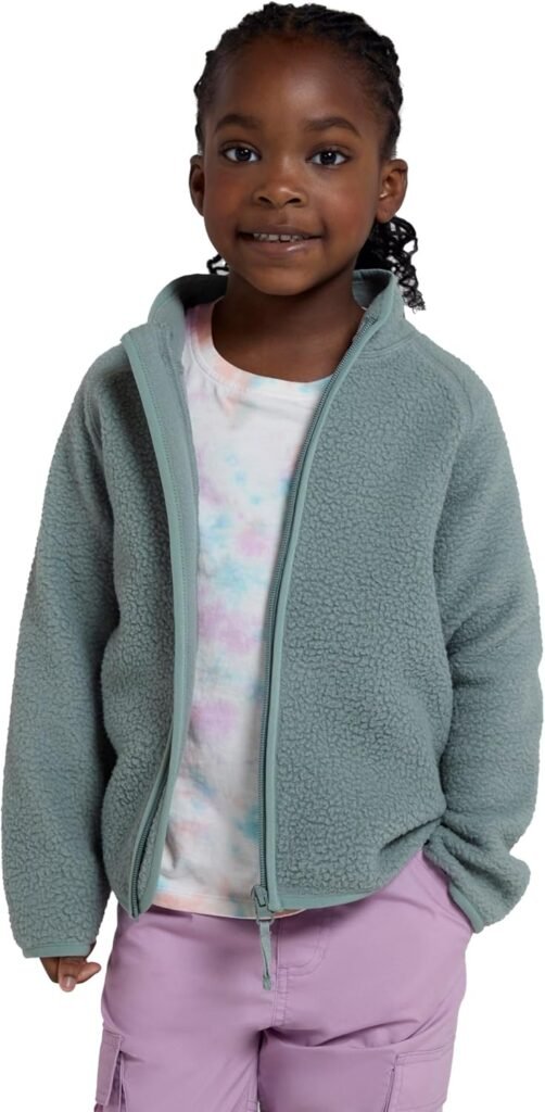 Mountain Warehouse Fern Kids Borg Raglan Fleece Jacket – Warm & Cosy Pullover with Chin Guard, Boys & Girls Midlayer – Autumn Winter, Outdoors, Holiday, Walking, Hiking