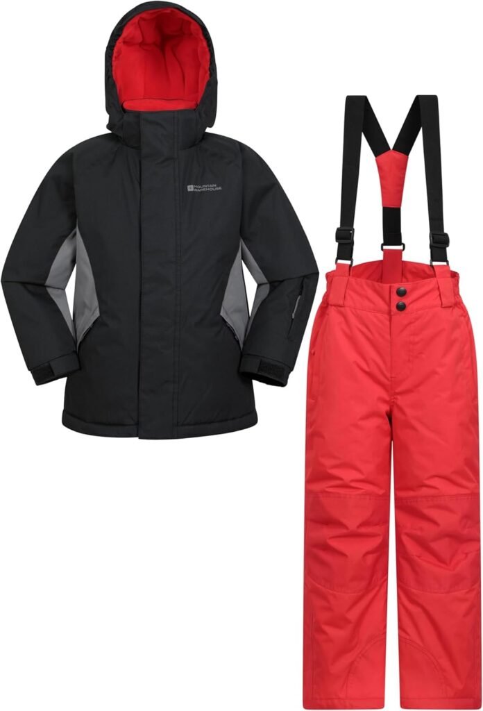 Mountain Warehouse Kids Ski Jacket & Trousers Set – Snowproof Ski Outfit, Front Pockets, Fleece Lined Skiwear, Integrated Snowskirt – Best for Winter Snowboarding