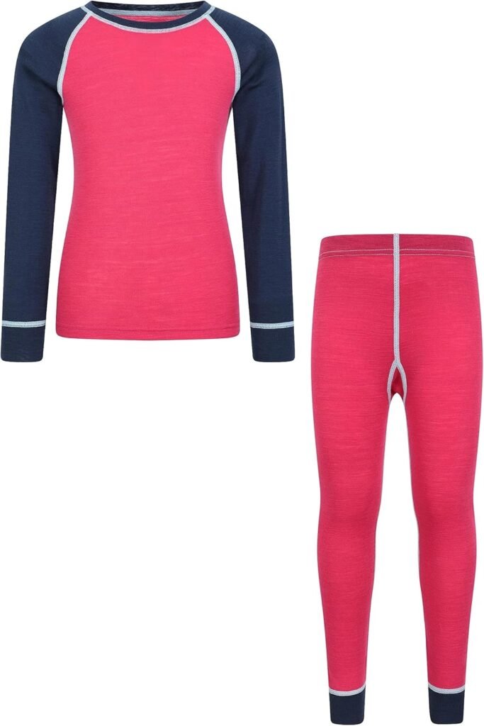 Mountain Warehouse Merino Kids Round Neck Thermal Baselayer Top – Long Sleeve, Lightweight, Antibacterial, Breathable & Quick Dry Childrens T-Shirt – for Travelling & Outdoors Purple 11-12 Years