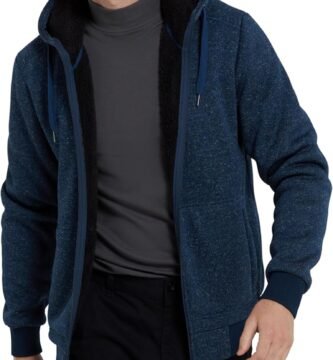 Mountain Warehouse Nevis Mens Fur Lined Hoodie – Soft Fleece Top, Warm, Comfortable, Adjustable Hood & Front Pockets Zip Up Hood – For Winter Walking & Jogging