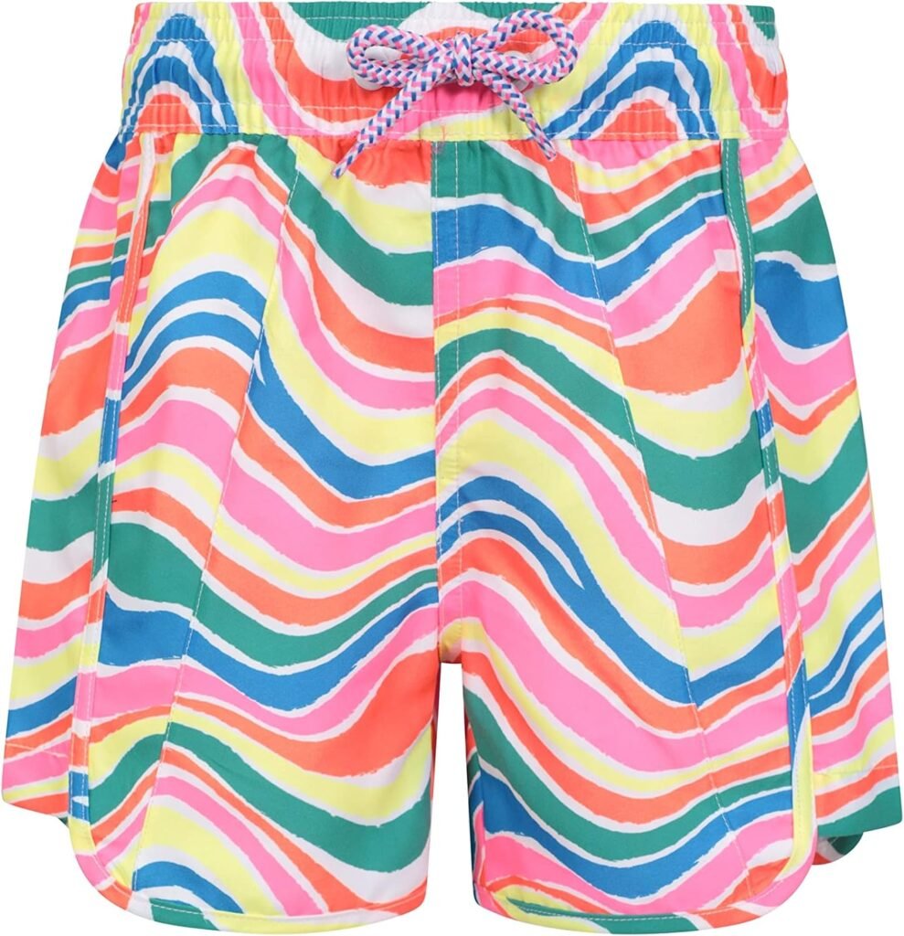 Mountain Warehouse Patterned Kids Boardshorts – Lightweight & Easy Care Swim Shorts with 2 Cargo Pockets & Adjustable Waist – Spring Summer, Swimming, Surfing & Pool
