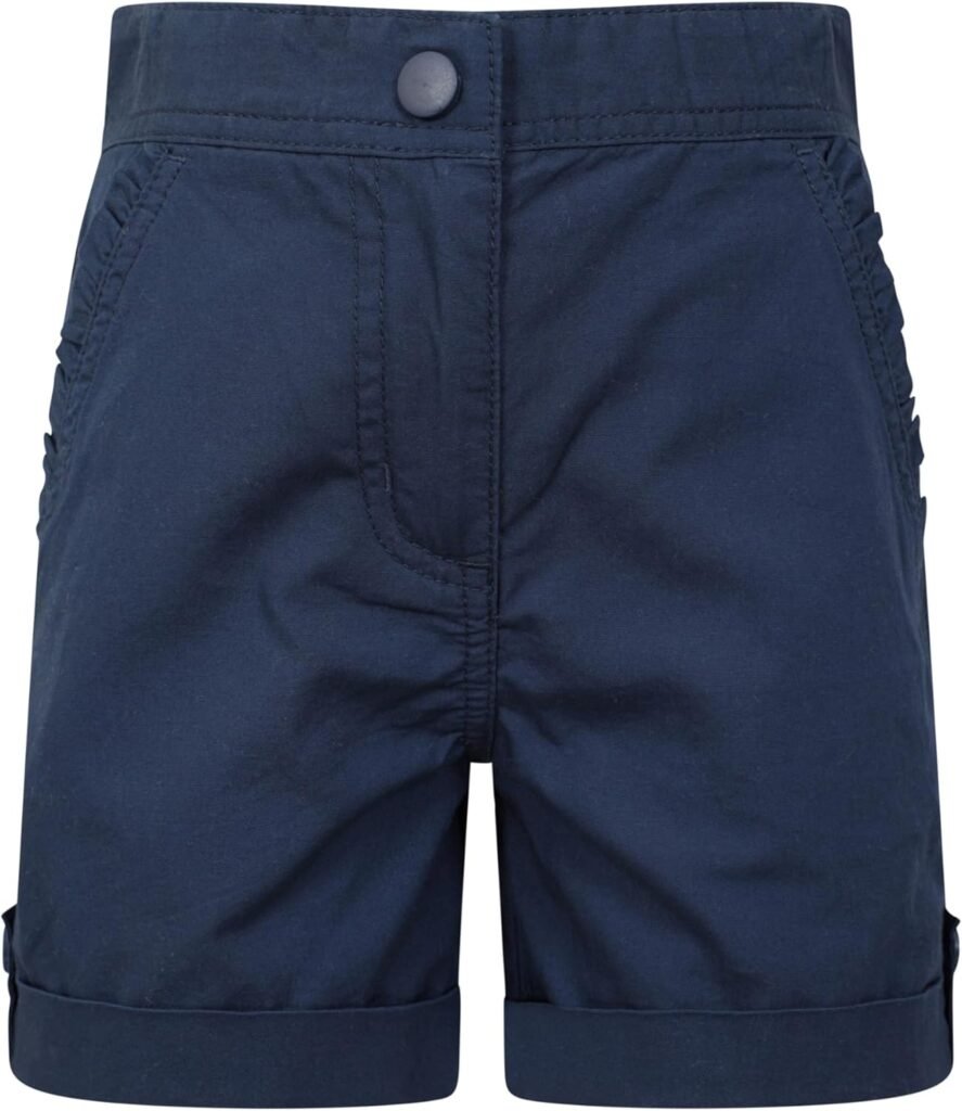 Mountain Warehouse Shore Kids Shorts – 100% Cotton Kids Shorts, Long Holiday Shorts, Breathable, Roll Up Cuffs Beach Hot Pants – Ideal Clothes While Travelling