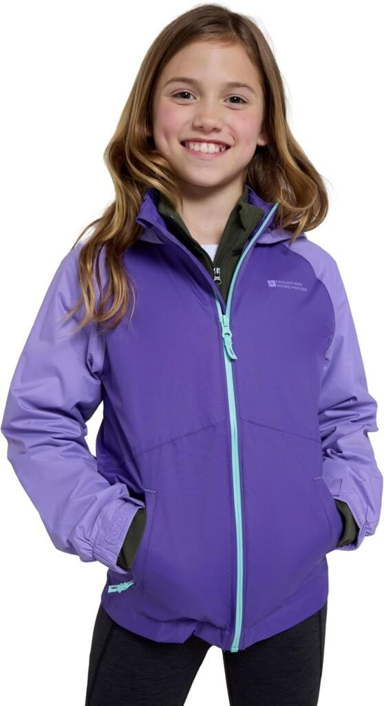 Mountain Warehouse Torrent Kids Waterproof Rain Jacket – Taped Seams Raincoat, Lightweight, Breathable, Girls & Boys Rainwear -For Autumn, Winter, Wet Weather