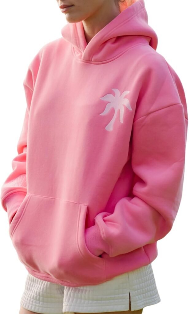 Mugoebu Preppy Embroidery Hibiscus Hoodies for Teenage Girls Y2K Women Long Sleeve Oversized Graphic Pullover Sweatshirt Top