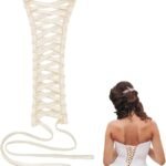 NBEADS Corset Back Kit, Wedding Dress Corset Kit Women’s Wedding Dress Zipper Replacement Polyester Corset Back Kit Adjustable Fit Satin Corset Back Kit for Formal Prom Dress, Moccasin