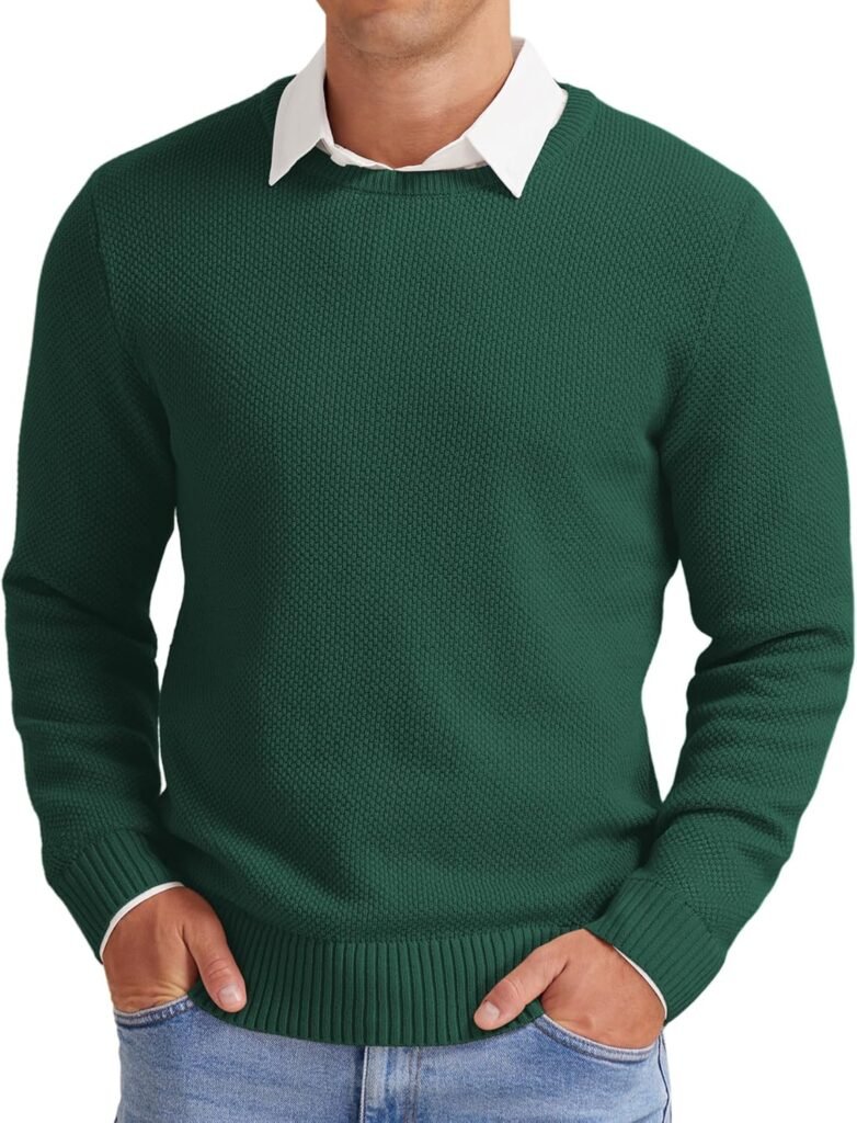 NITAGUT Men’s Jumpers Crewneck Pullover Sweaters Casual Classic Knitwear Lightweight Jumpers with Ribbing Edge