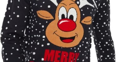 NOROZE Men’s Moose Merry Christmas Jumper Xmas Reindeer Elf Football FC Novelty Pullover