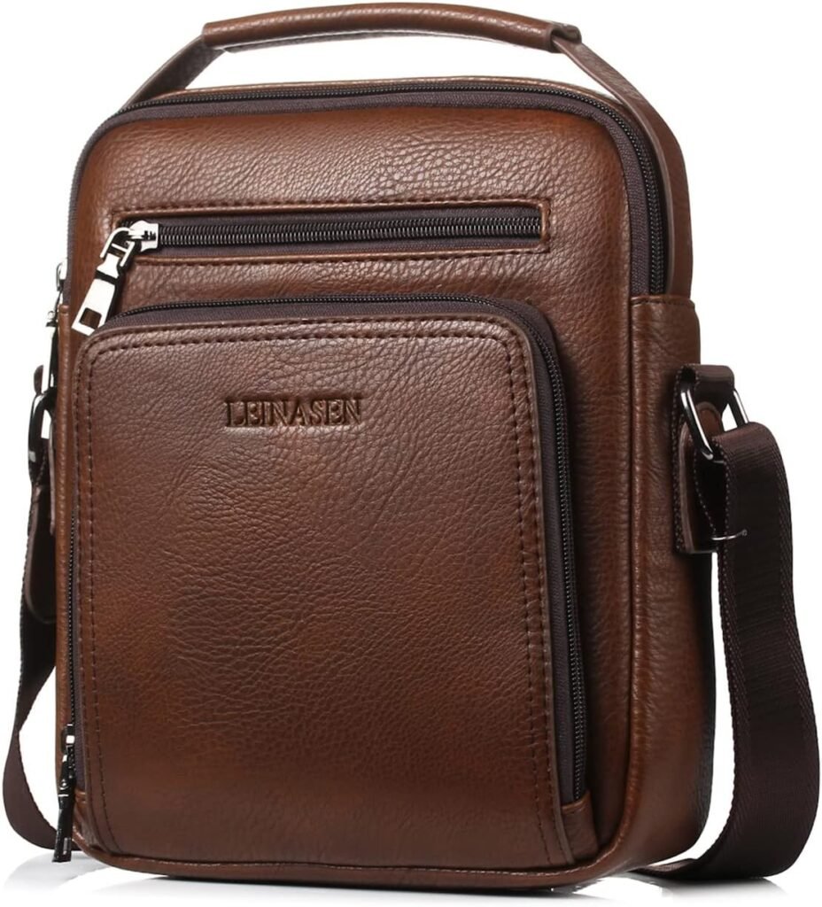 Naudamp Men’s Shoulder Bag PU Leather Business Messenger Bag Leisure Travel Crossbody Multi Pockets Handbag Purse Naudamp Men’s Shoulder Bag PU Leather Business Messenger Bag Leisure Travel Crossbody Multi Pockets Handbag Purse