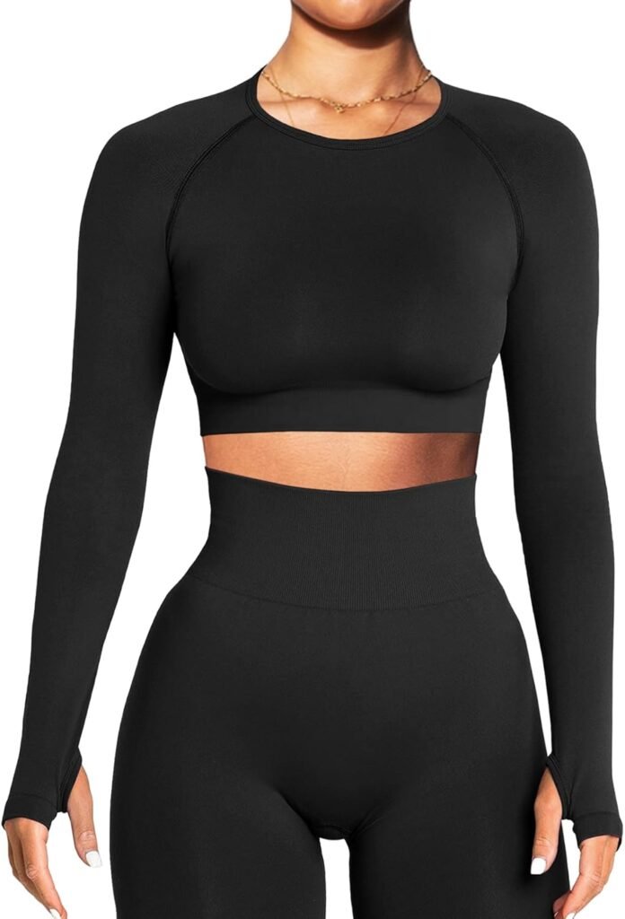 Navneet Women Long Sleeve Gym Tops Gym Crop Top Seamless Workout Tops Compression Sports Tops Yoga Running Going Out